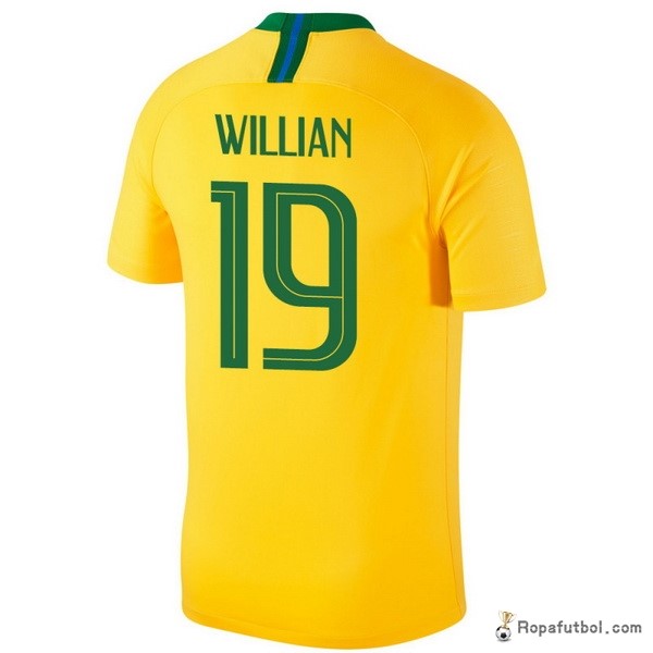 Camiseta Brasil Replica Primera Ropa Willian 2018 Amarillo